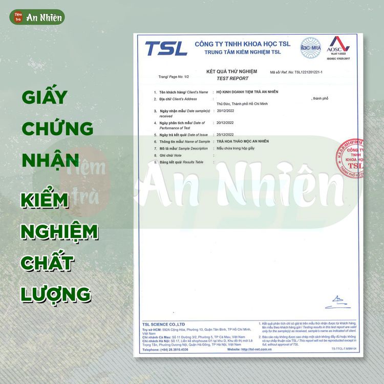 Phiếu kiểm nghiệm chất lượng