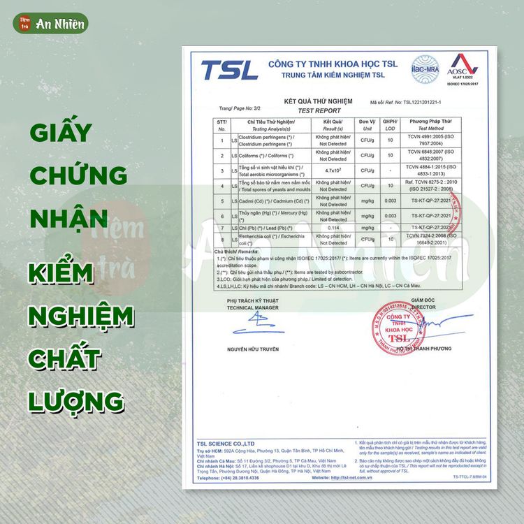 Phiếu kiểm nghiệm nguyên liệu