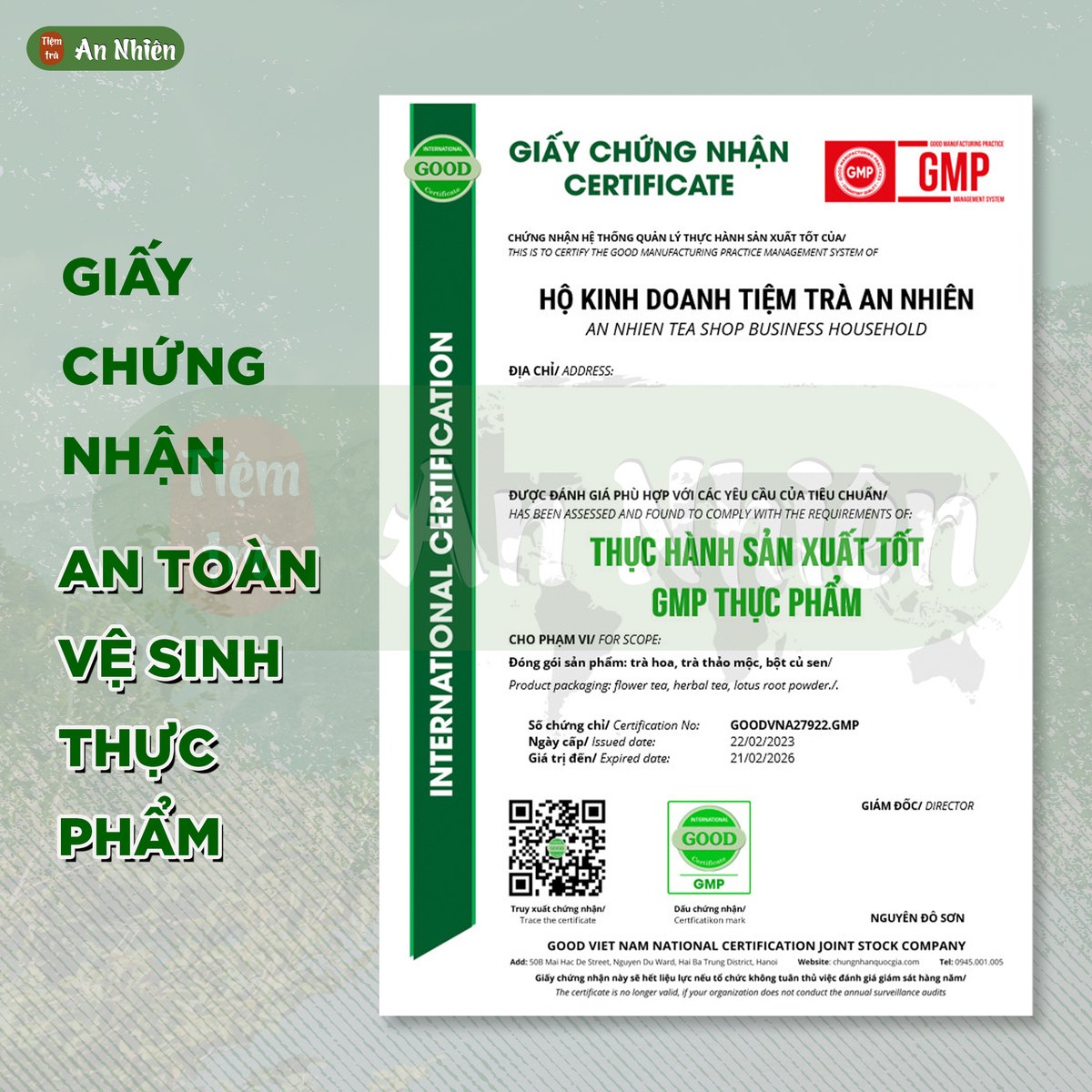 Giấy chứng nhận An toàn vệ sinh thực phẩm
